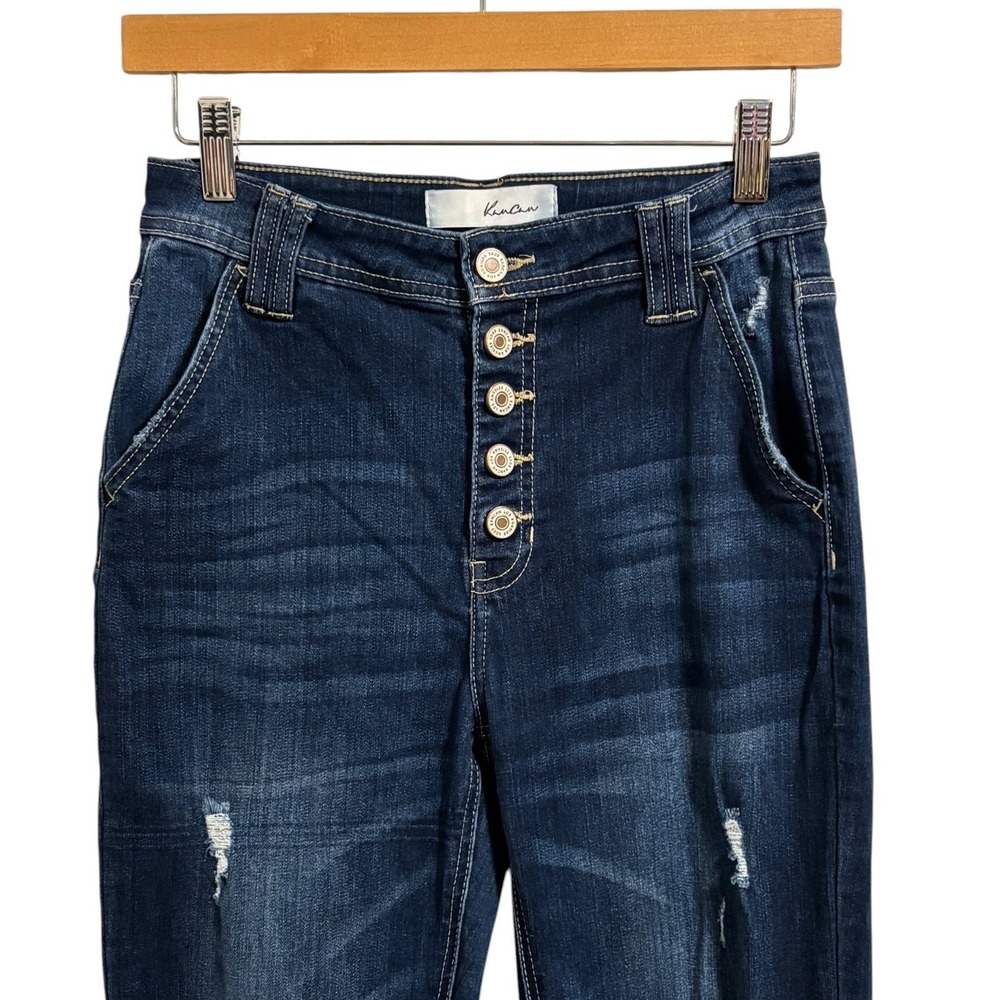 KanCan Flare Jeans Dark Wash Distressed Button Fly Boho Western Festival 5/26 - Picture 8 of 11